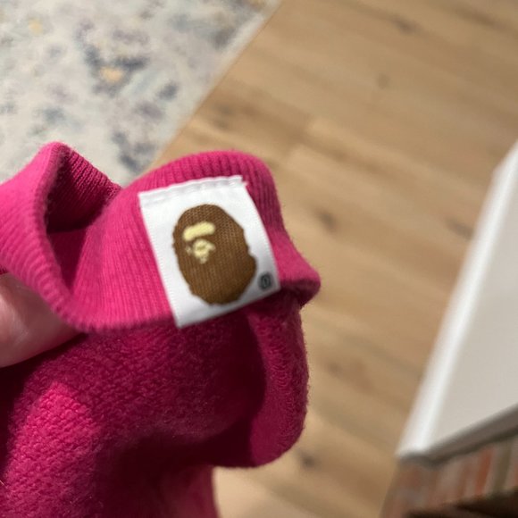 Bape A Bathing Ape Sports Pink Shark Hoodie two side zippers size Small - Picture 8 of 12